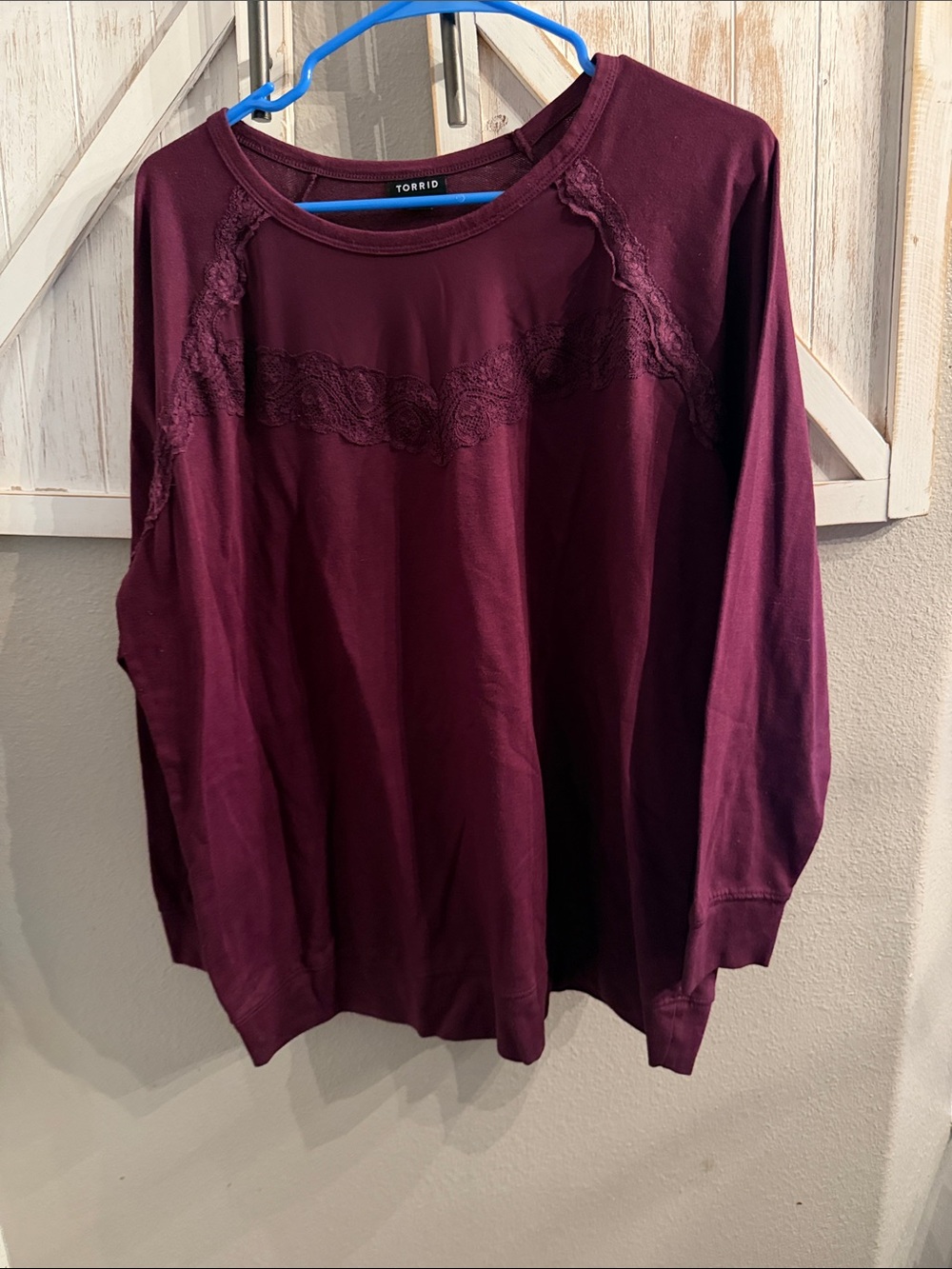 torrid Plum Lace-Trim Long Sleeve Tee soft and comfy ptp 22